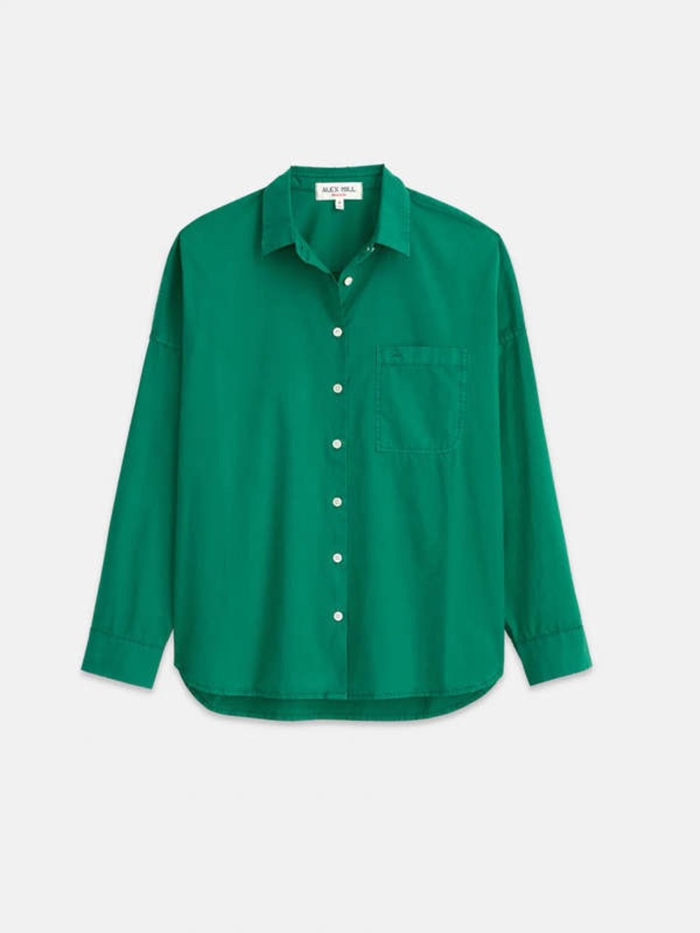 Alex Mill Jo Shirt in Paper poplin, Green, size XS